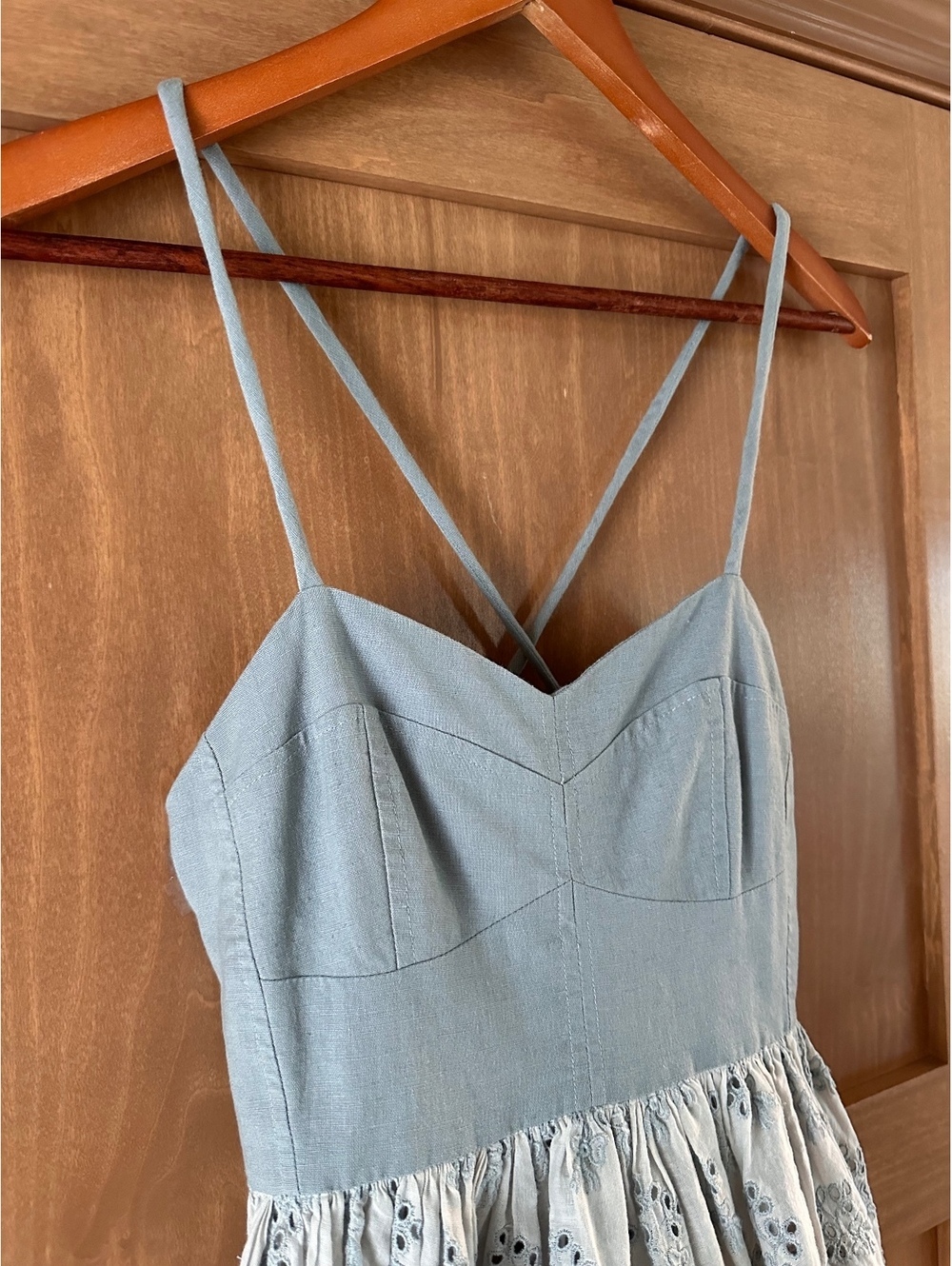 The GREAT. The Camelia Peplum Ruffle Top in Crystal-Blue Women’s size 0 XS - Picture 9 of 15